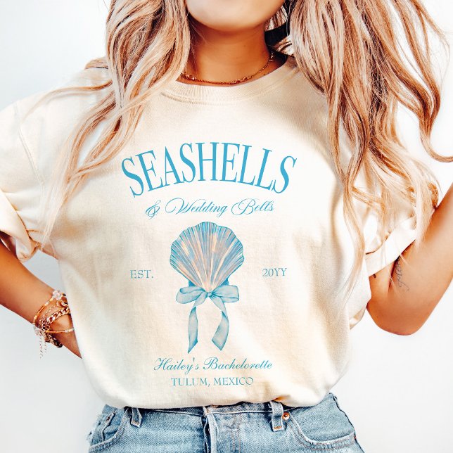Chemises de mariage en coquillages Tshirt Enterrem (Seashells Wedding Bells Bachelorette Tshirt)