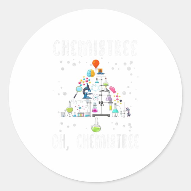 Chemist Oh Chemistree Xmas Tree Science Runder Aufkleber (Vorderseite)