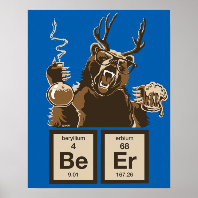 Chemistry bear discovered beer poster (Vorne)