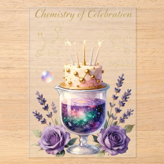 Chemistry Birthday Celebration Flask and Floral Ca Acryleinladungen