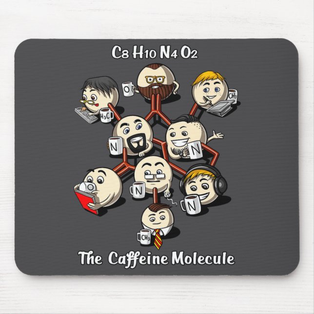 Chemistry Caffeine Molecule Funny Science Geek Cof Mousepad (Vorne)