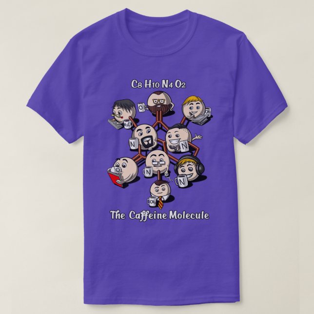 Chemistry Caffeine Molecule Funny Science Geek Cof T-Shirt (Design vorne)