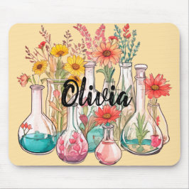 Chemistry Floral Beakers  Laboratory equipment Mousepad
