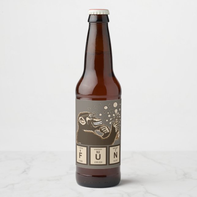 Chemistry monkey discovered fun bierflaschenetikett (Vorderseite)
