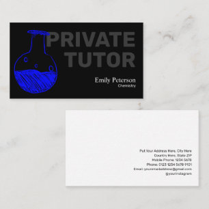 Chemistry Private Tutor Blue Flask Sketch Black Visitenkarte