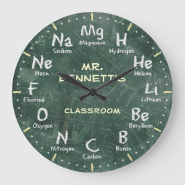 Chemistry Science Chalkboard Personalizable Clock Große Wanduhr