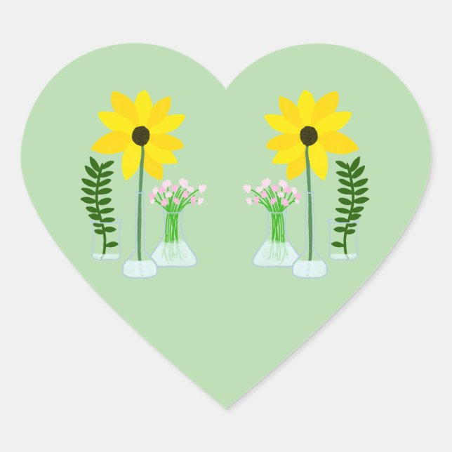 Chemistry Sunflower Herz-Aufkleber (Vorderseite)