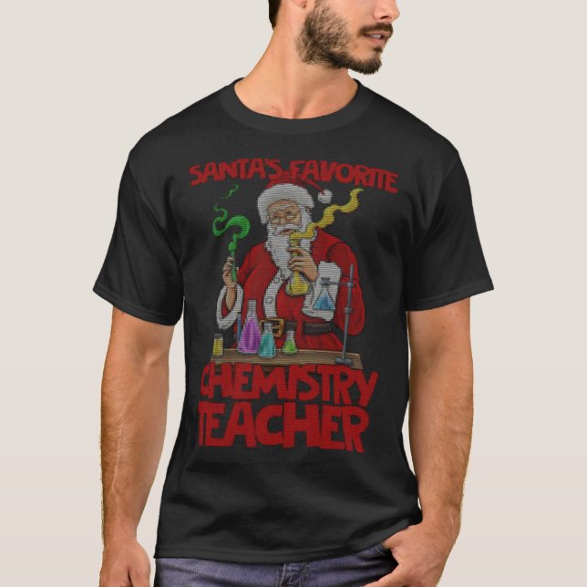 Chemistry teacher Santa Claus Lab Work Ugly Christ T-Shirt (Vorderseite)