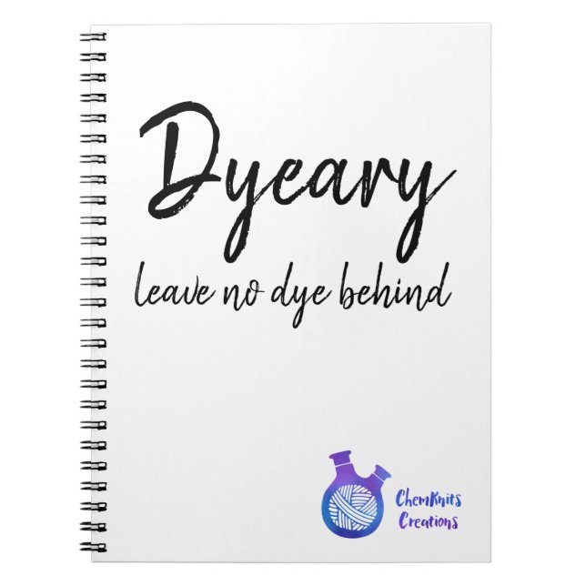 ChemKnits "Dyeary" gewundenes Notizbuch mit Logo Notizblock (Vorderseite)