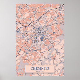 Chemnitz Deutschland Windige Stadtplan Reise Poster