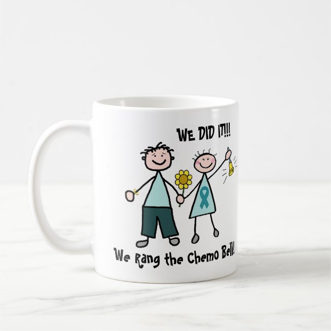 Chemo Bell - Eierstockkrebs-aquamarines Band Kaffeetasse (Links)