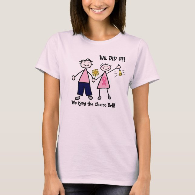 Chemo Bell - rosa Band-Brustkrebs T-Shirt (Vorderseite)