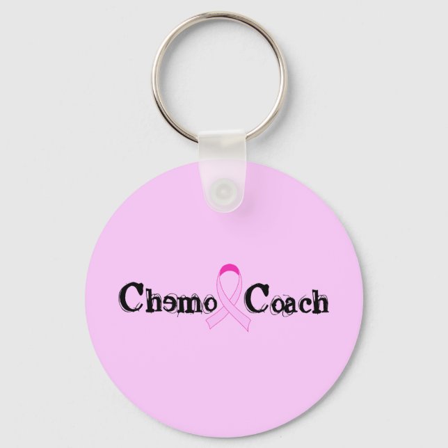Chemo Coach - rosa Ribbon Brustkrebs Schlüsselanhänger (Vorderseite)