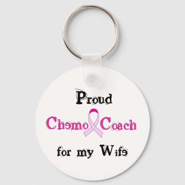 Chemo Coach - rosa Ribbon Brustkrebs Schlüsselanhänger (Vorderseite)
