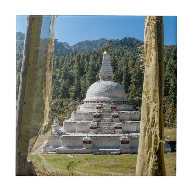 Chendebji Chorten in Bhutan, Himalaya, Asien Fliese (Vorderseite)