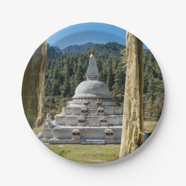 Chendebji Chorten in Bhutan, Himalaya, Asien Pappteller (Vorderseite)