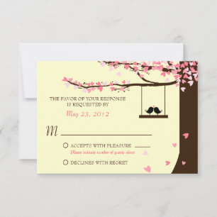 Chêne en baisse RSVP de coeurs d'inséparables