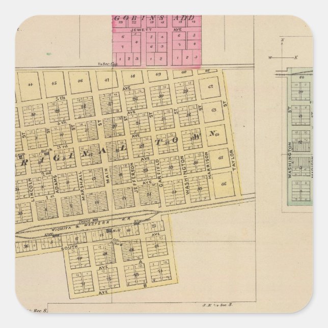 Cheney, Andale, Mulvane und Mailand, Kansas Quadratischer Aufkleber (Vorderseite)