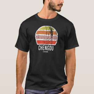 Chengdu China Abstrakter Vintager Sonnenuntergang  T-Shirt
