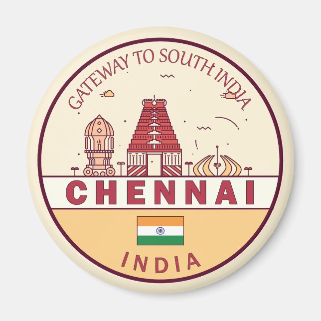 Chennai India City Skyline Emblem Magnet (Vorne)