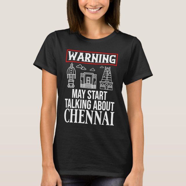 Chennai India City Skyline Map Travel T-Shirt (Vorderseite)