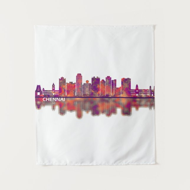 Chennai India Skyline Wandteppich (Vorderseite)