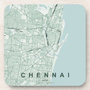 Chennai Indien Stadtplan Minimales Design Getränkeuntersetzer