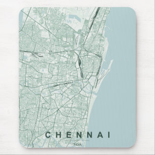 Chennai Indien Stadtplan Minimales Design Mousepad