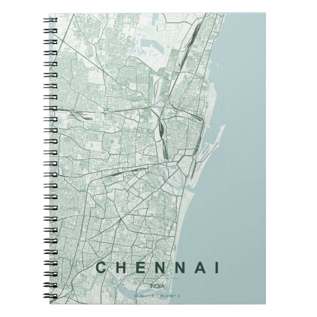 Chennai Indien Stadtplan Minimales Design Notizblock (Vorderseite)