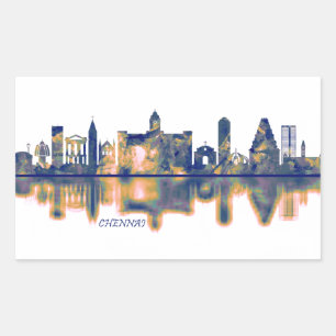Chennai Skyline Rechteckiger Aufkleber