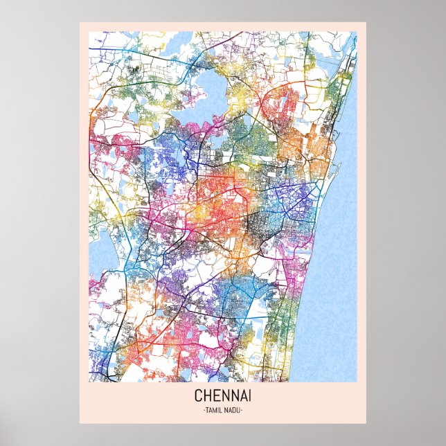 Chennai Tamil Nadu Stadtkarte Poster (Vorne)