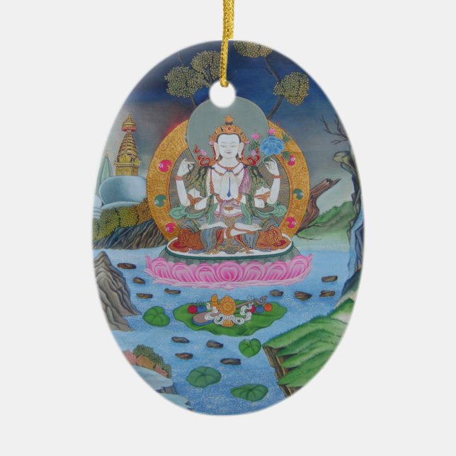 Chenrezig Verzierung Keramik Ornament (Vorne)