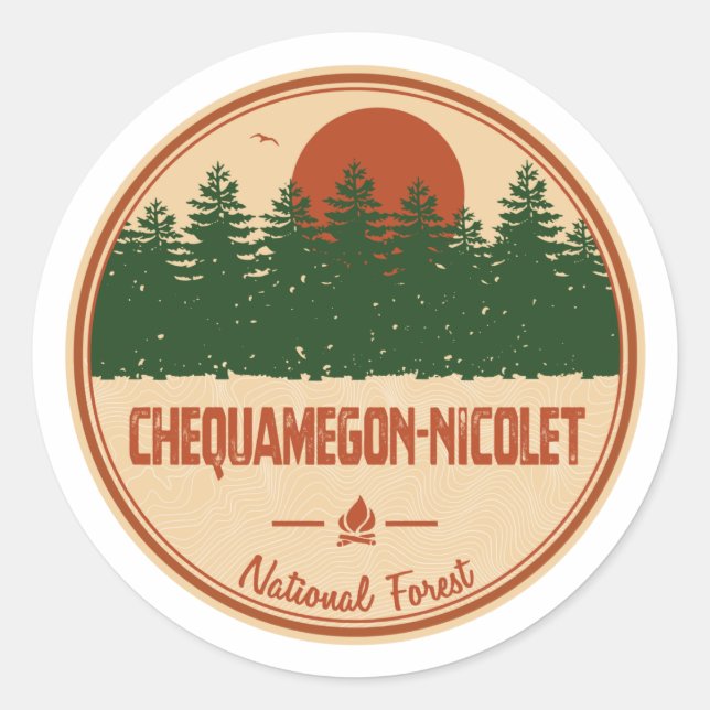 Chequamegon-Nicolet-Nationalwald Runder Aufkleber (Vorderseite)