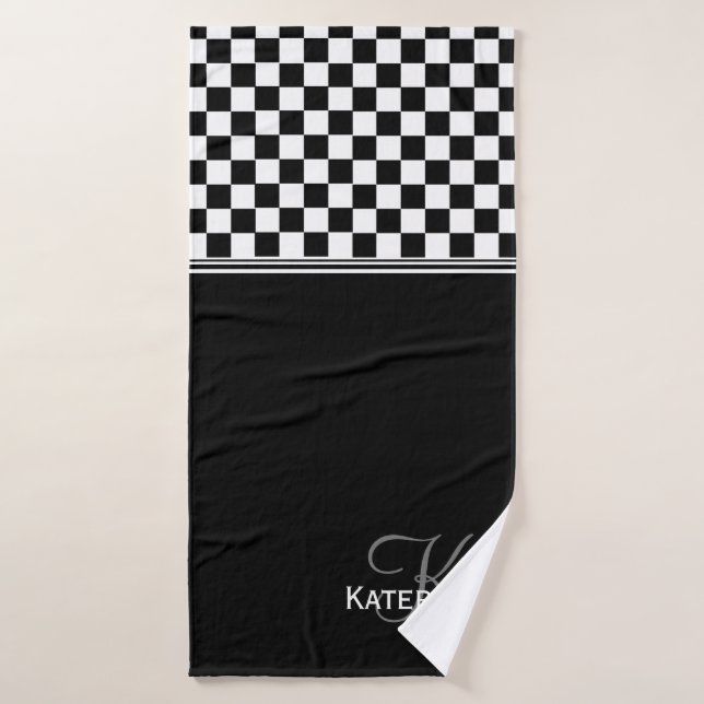 Chèque design personnalisé en noir et blanc (Serviette de bain)