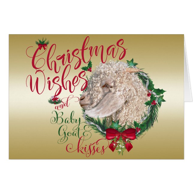 CHÈQUE | Voeux de Noël Bébé Chèvre Baisers Angora (Devant horizontal)