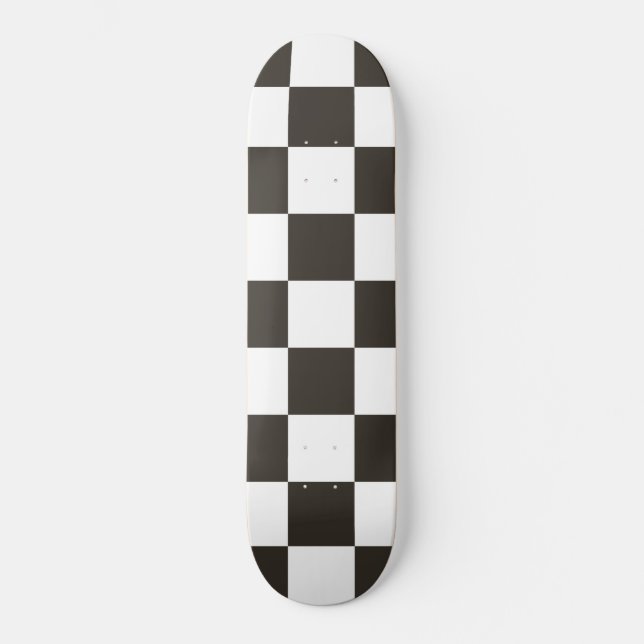 Chequered Flag (Black and White) (Checker Pattern) Skateboard (Vorderseite)