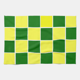 Chèques blancs, jaunes et verts Serviette de cuisi