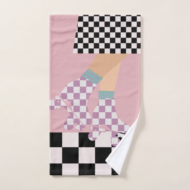 Chèques d'art moderne À damiers roulettes de patin (Serviette à main)