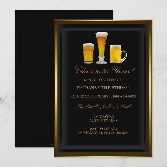 Cheques Drinks Geburtstagsparty Einladung (Vorne/Hinten)