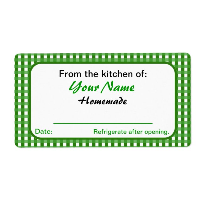 Chèques verts Étiquettes en pot à canne personnali (Devant)