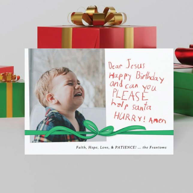 "Cher Jésus" Red Crayon note Photo Carte de Noël (Créateur téléchargé)