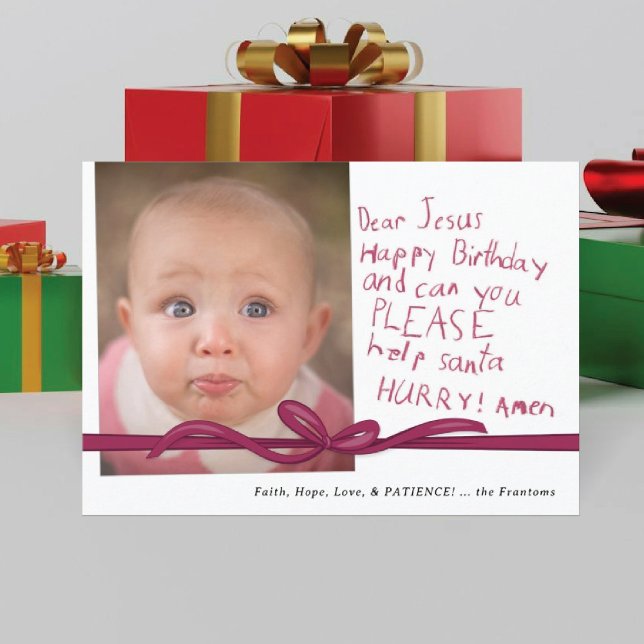 "Cher Jésus" Vin Crayon note photo carte de Noël (Créateur téléchargé)