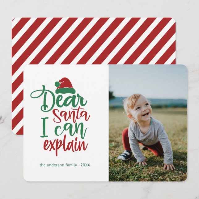 Cher Père Noël... Carte photo de Noël Funny (Devant / Derrière)