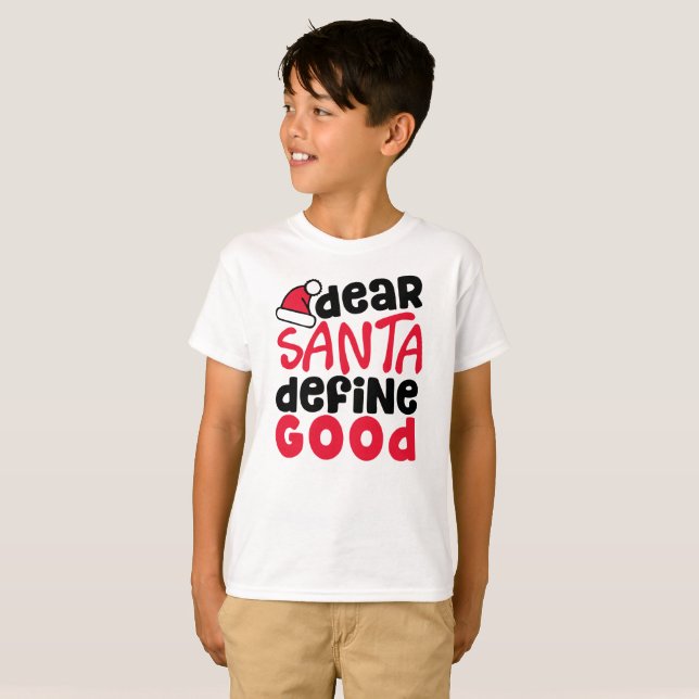Cher Père Noël Définir le T-shirt du bon garçon (Devant entier)