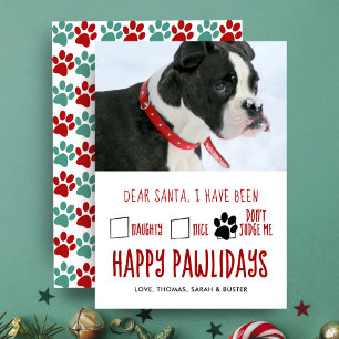 Cher Père Noël Joyeux Pawlidays Pet Carte photo de