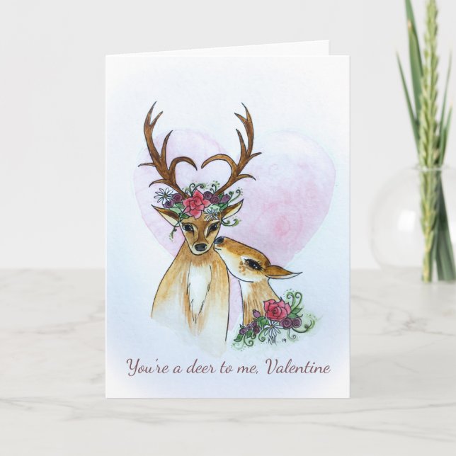 Chère carte de voeux de Valentine 2 de cerfs (Devant)
