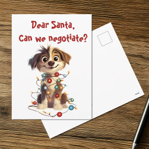 Chère carte postale Père Noël Puppy Christmas