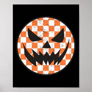 Chered Pattern Halloween Face Trendy Kids Poster