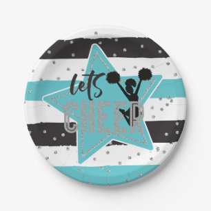 Chereleader Blue Silver Black Cheer Geburtstag Pappteller