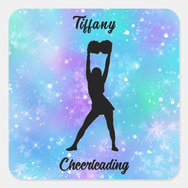 Chereleader Snowflake Color Blast mit ihrem Namen  Quadratischer Aufkleber (Vorderseite)